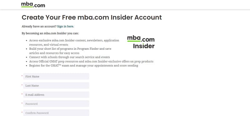 ایجاد حساب کاربری در وب‌سایت MBA