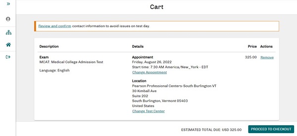 پرداخت هزینه آزمون MCAT 18 جزئیات و اطلاعات آزمون خود را مرور کنید.