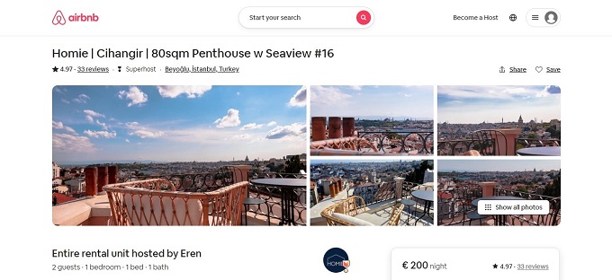 فرایند رزرو در وب سایت Airbnb 1