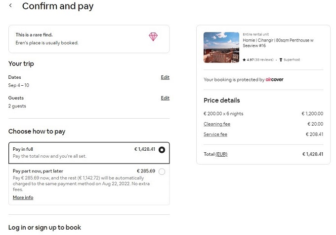فرایند رزرو در وب سایت Airbnb 1