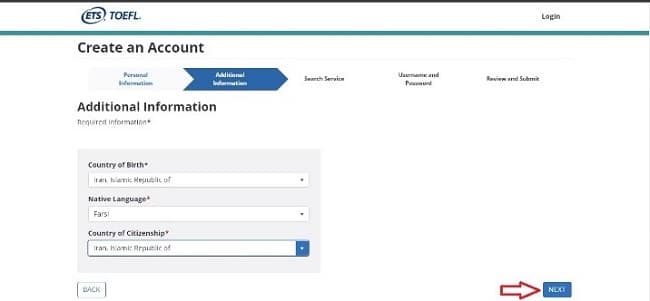 ثبت نام آزمون تافل در خارج از کشور و پرداخت هزینه آن 4 در این قسمت بایستی اطلاعات شخصی خود را وارد کنید