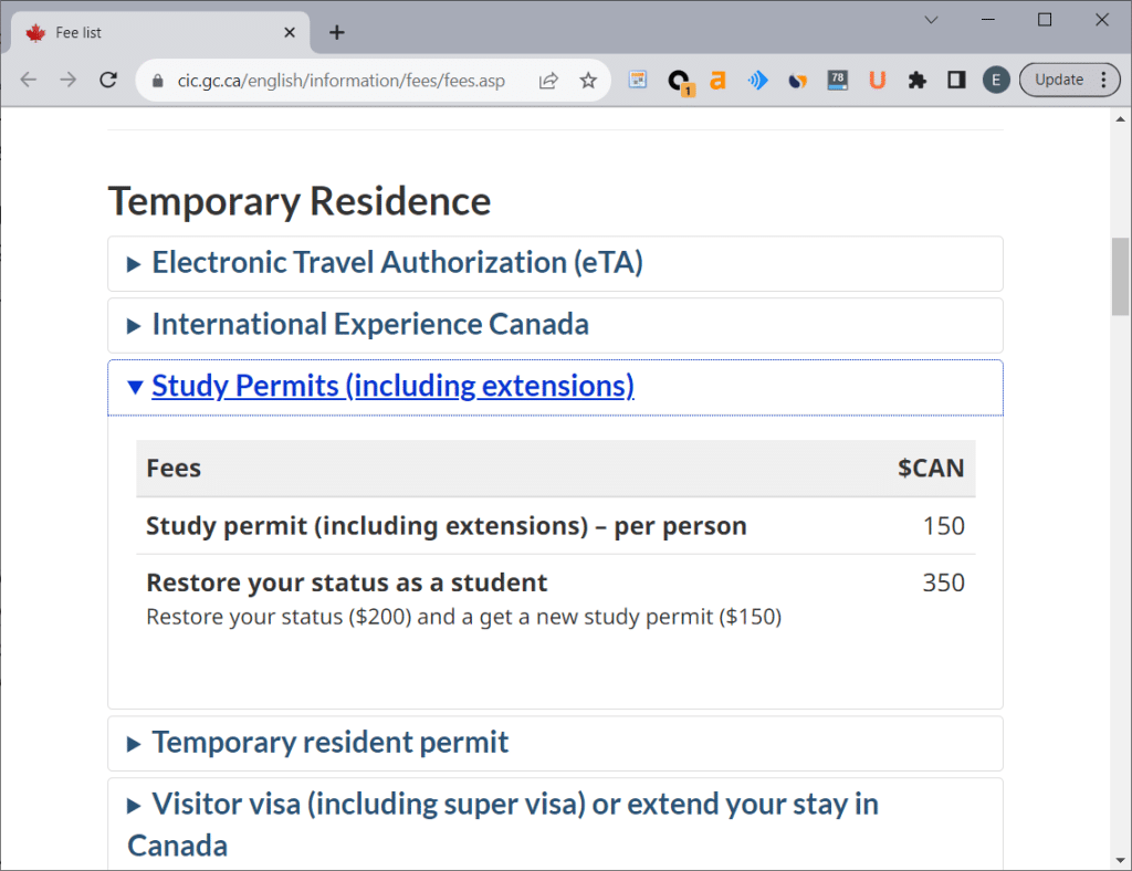 هزینه تحصیل در کانادا-هزینه ویزا تحصیلی و اداره مهاجرت کانادا(استادی پرمیتس)